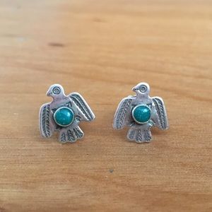 Vintage turquoise thunderbird earrings.